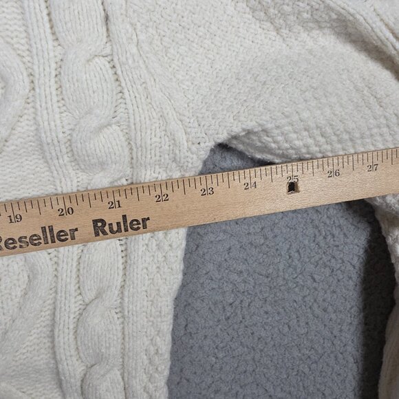 Abercrombie & Fitch Sweater Mens Medium Cream Chunky 3D Cable Knit Oversized - Picture 7 of 11